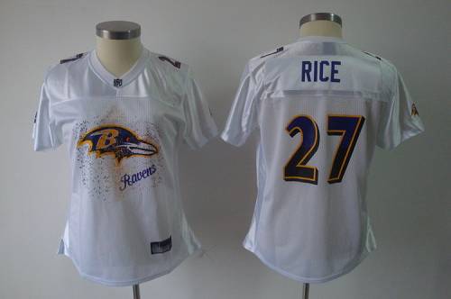 Ravens #27 Ray Rice White 2011 Women's Fem Fan Stitched NFL Jersey - Click Image to Close